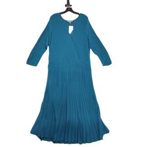 Brand New Jessica Howard Women's Size 18/20 Blue Belted Cable Knit Maxi Dress